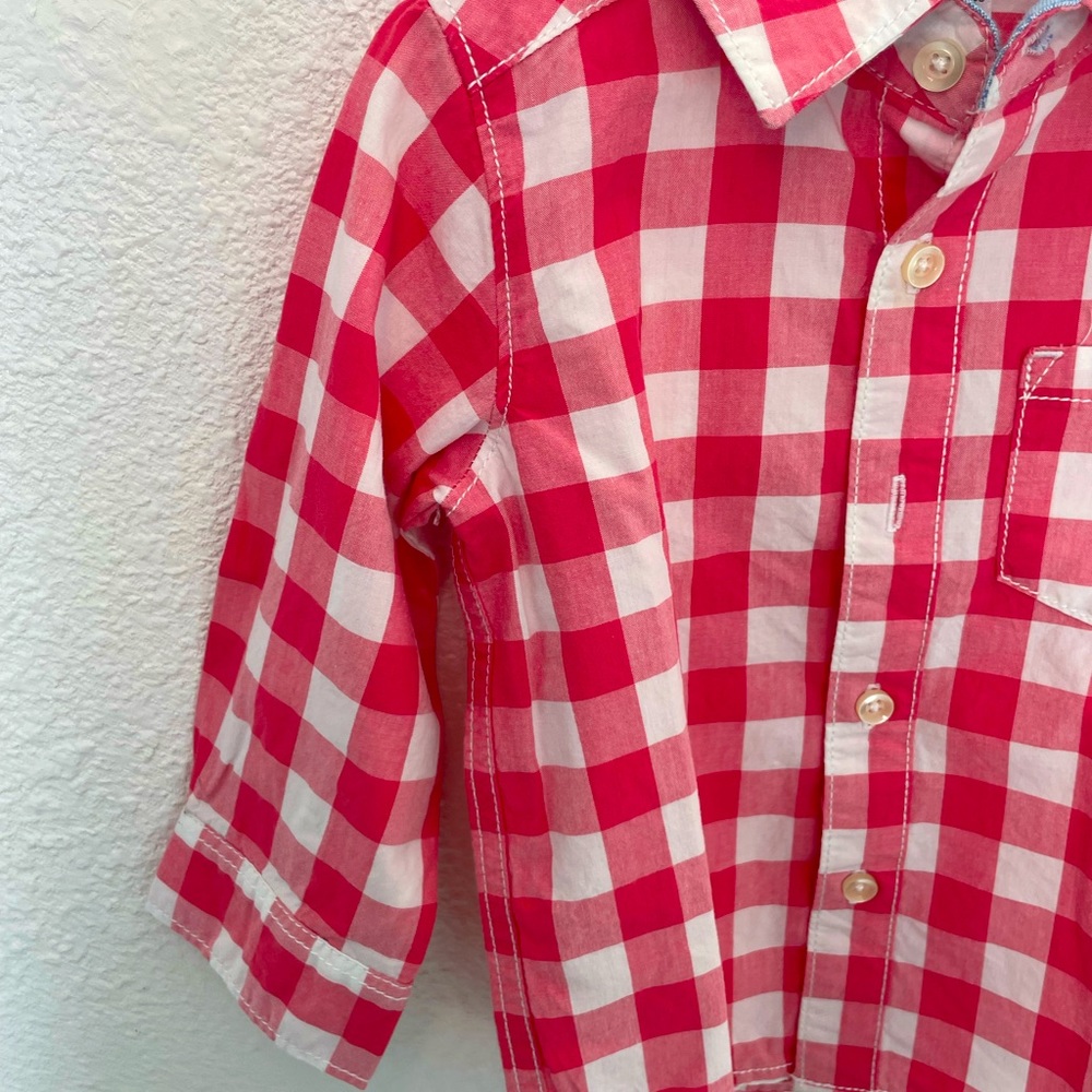 Carters pink plaid button up